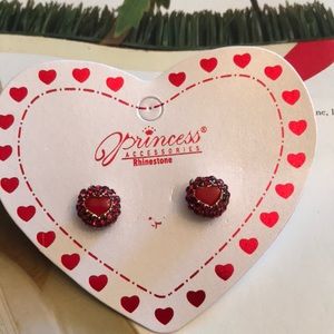 Princess Heart Earrings. New on card. Lead compliant.
